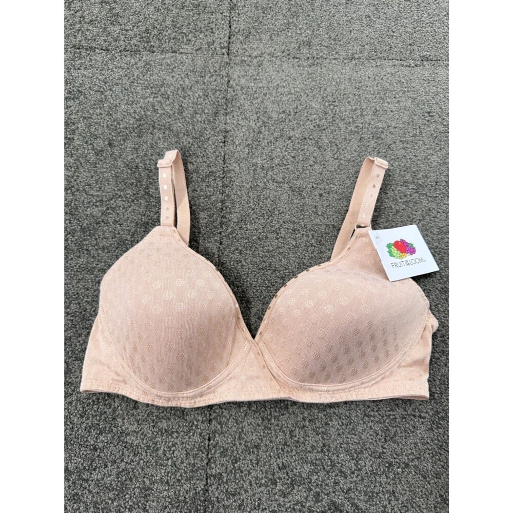 Fruit of the Loom Bra Wm 36B Blush Nude Lightly Textured Polka Dot Underwire
